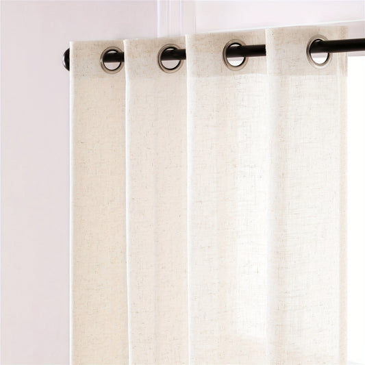 2-Panel Beige French Door Curtains, Semi-Sheer Drapes - Balances Sunlight Filtering & Privacy for Living Room, Bedroom