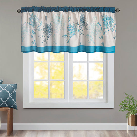 Blue and white patterns alternate Pocket Curtains Window Treatment 2 Panels 52*18 inches suitable for the kitchen and bedroom