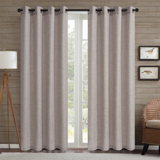 Sheer Curtains 2 Panel Set Khaki Light Filtering Drapes with Grommet Top for Living Room Bedroom