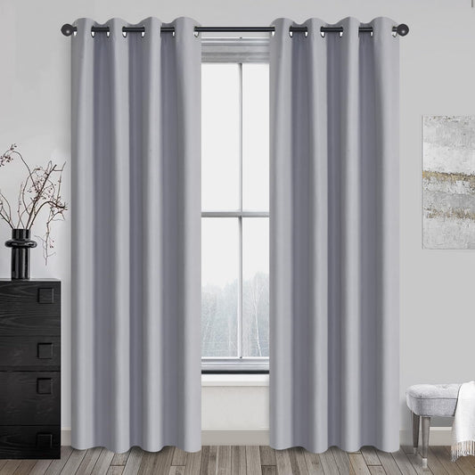 Blackout Curtains 2 Panel Set Thermal Insulated Textured Drapes with Grommet Top,Suitable for bedroom, living room