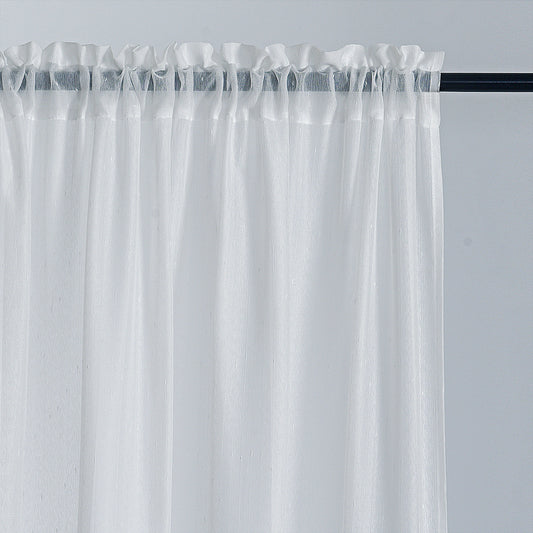 2 Panels White Dot and Stripe Sheer Curtains for Bedroom, Sunlight Filtering Rod pocket Drapes