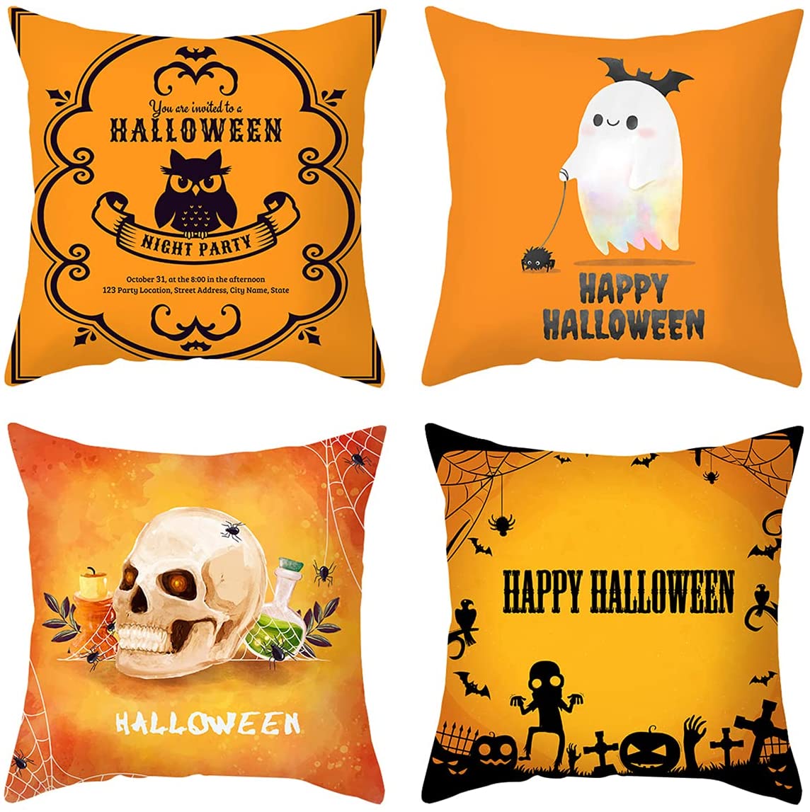 Holiday Decorations Pillow Covers Set of 4 for Sofa Couch Bed