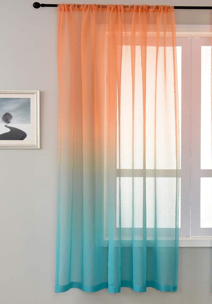Sheer Curtain Linen Textured Voile Drapes with Fantastic Gradient Color,pack of 1