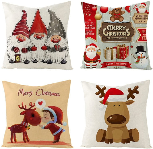 Holiday Decorations Pillow Covers Set of 4 for Sofa Couch Bed