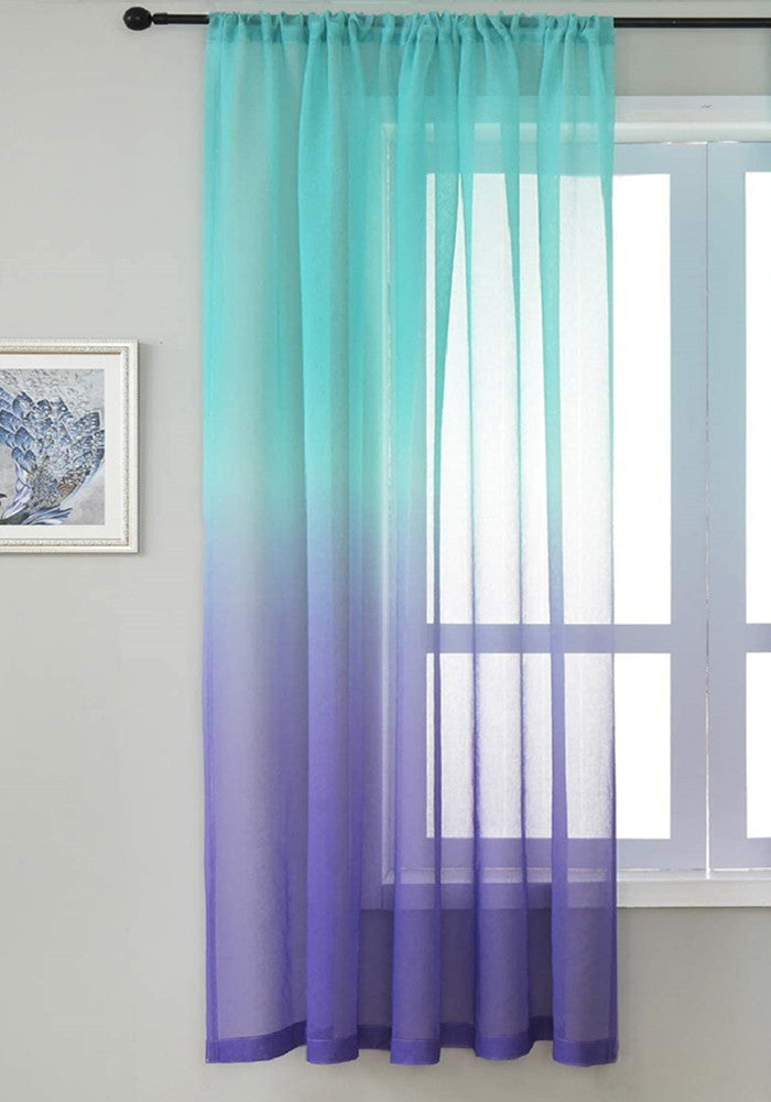 Sheer Curtain Linen Textured Voile Drapes with Fantastic Gradient Color,pack of 1