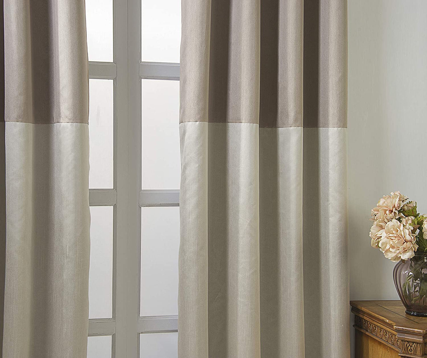 Three-Color Stitching Room-Darkening Curtains