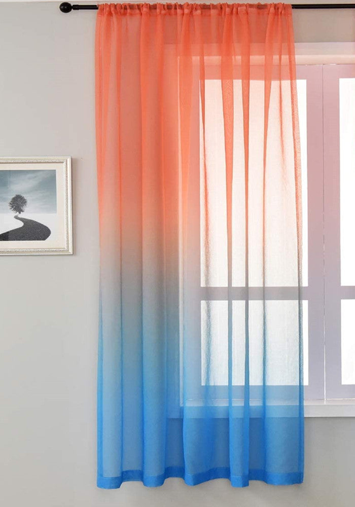 Sheer Curtain Linen Textured Voile Drapes with Fantastic Gradient Color,pack of 1