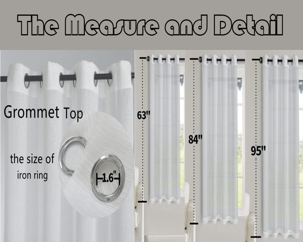 White Stripe Sheer Voile Window Curtain Sunlight Filtering Grommet Top 1 Panel