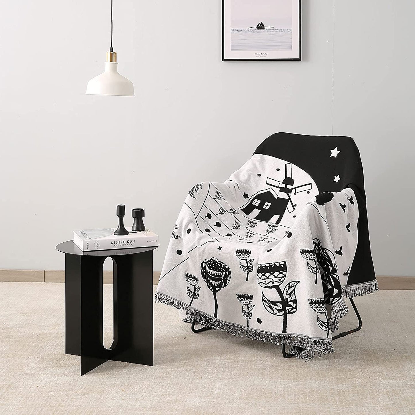 Dream farmThrow Blanket for Couch with Tassels for Chair