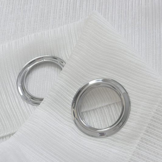 White Stripe Sheer Voile Window Curtain Sunlight Filtering Grommet Top 1 Panel