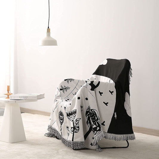 Dream farmThrow Blanket for Couch with Tassels for Chair
