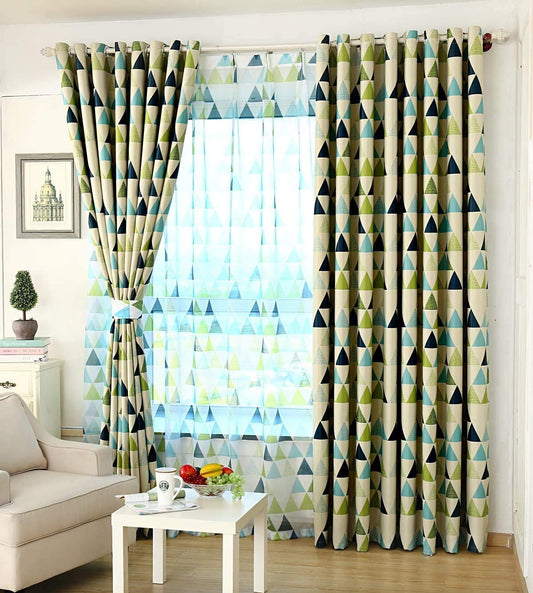 Triangular Grid Limit Green Blackout Curtain Grommet Top Room Darkening Single Panel
