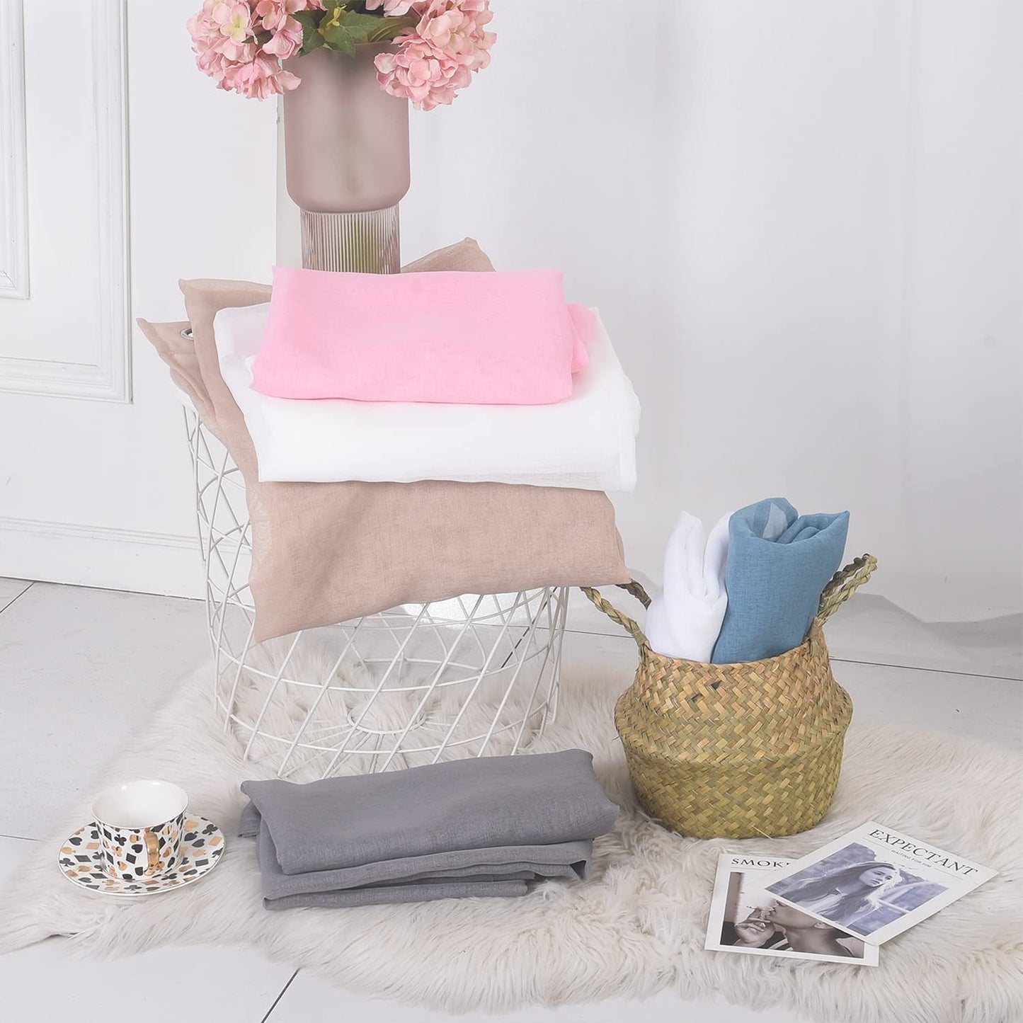 Semi Sheer Solid Voile Curtain Sunlight Filtering Protect Privacy Grommet Ring Top