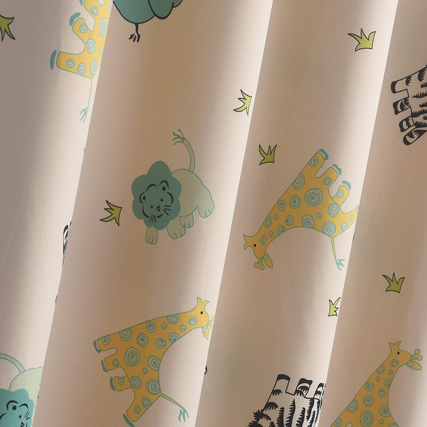 Kids Animal Zoo Print Room Darkening Curtain Grommet Top-2 Panels