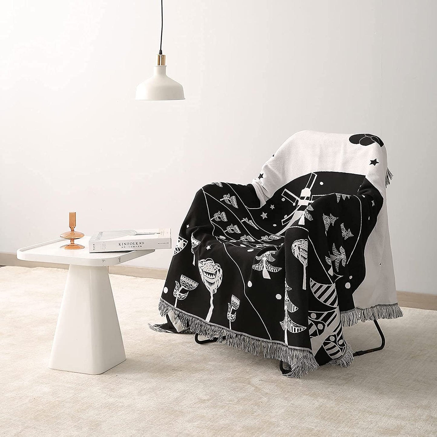 Dream farmThrow Blanket for Couch with Tassels for Chair