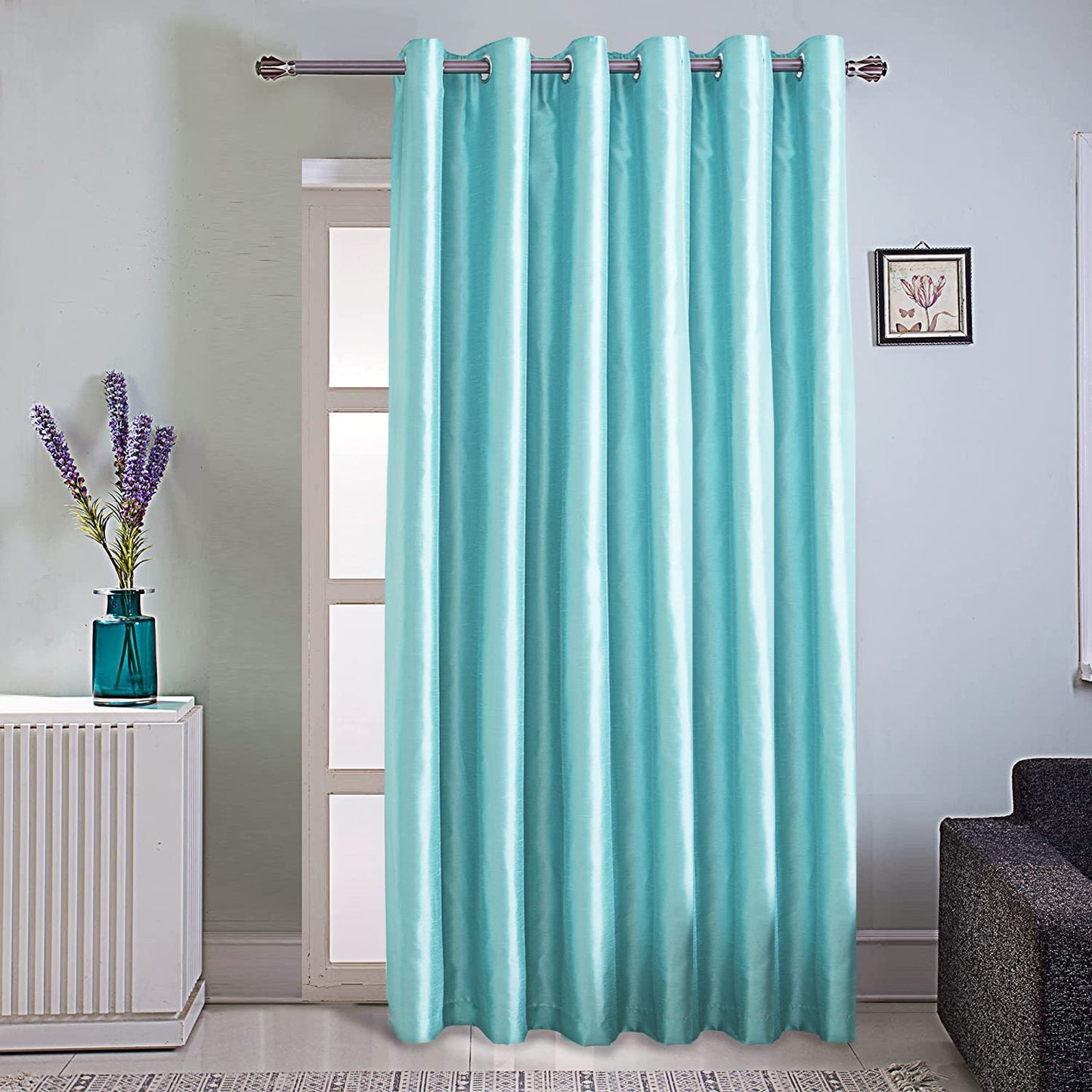 Faux Silk Extra Wide Blackout Curtains,Fully Beige Lined Solid Color Window Treatment Drapes For Patio Door,1 Panel