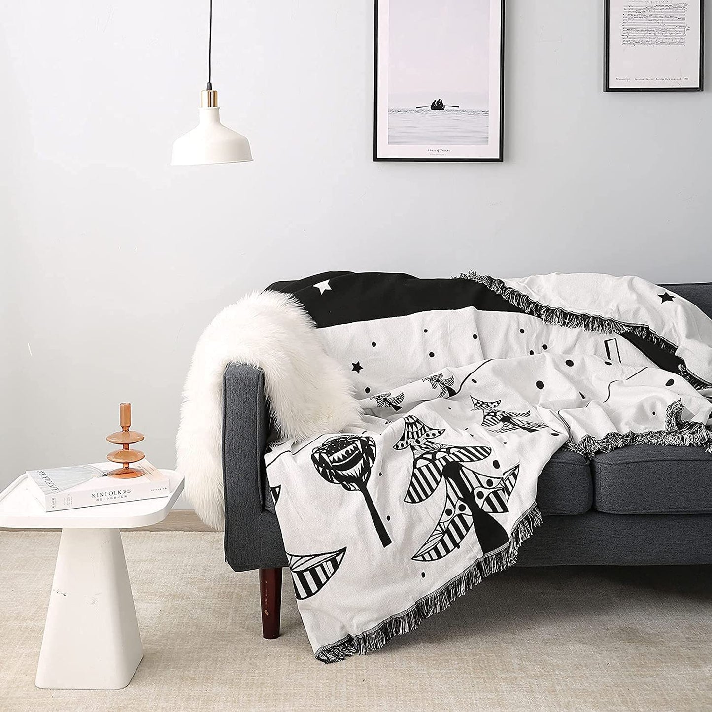 Dream farmThrow Blanket for Couch with Tassels for Chair