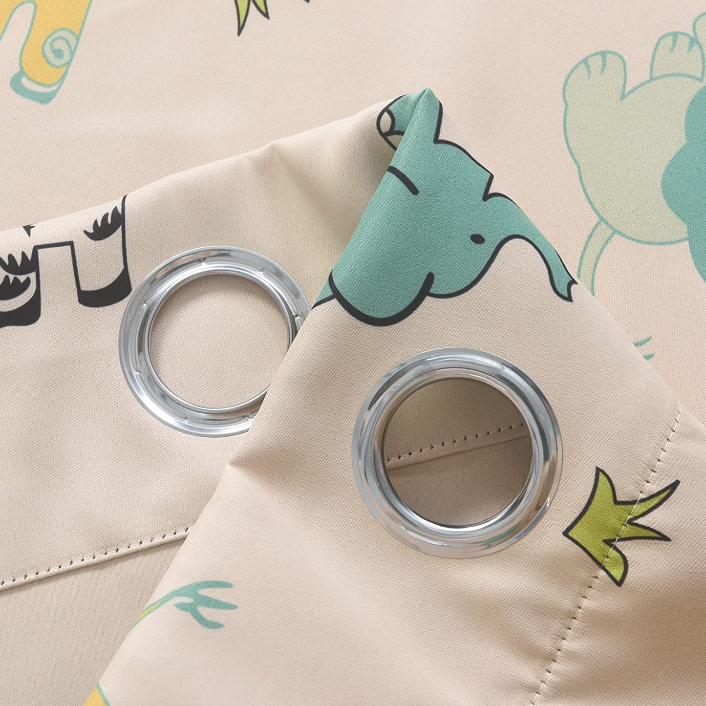 Kids Animal Zoo Print Room Darkening Curtain Grommet Top-2 Panels