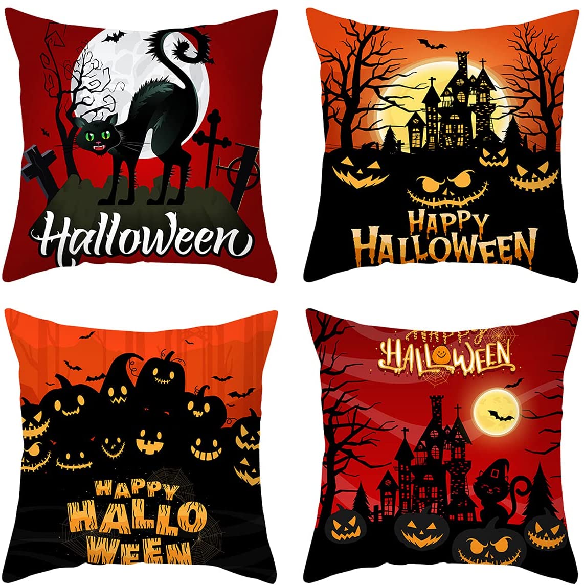 Holiday Decorations Pillow Covers Set of 4 for Sofa Couch Bed