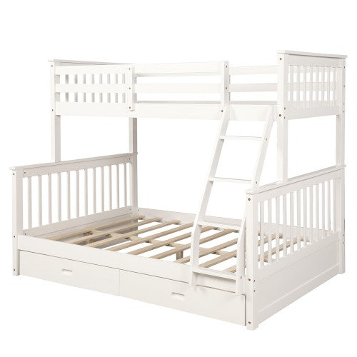 Gyrohomestore Twin-Over-Full Bunk Bed with Ladders For Bed Room