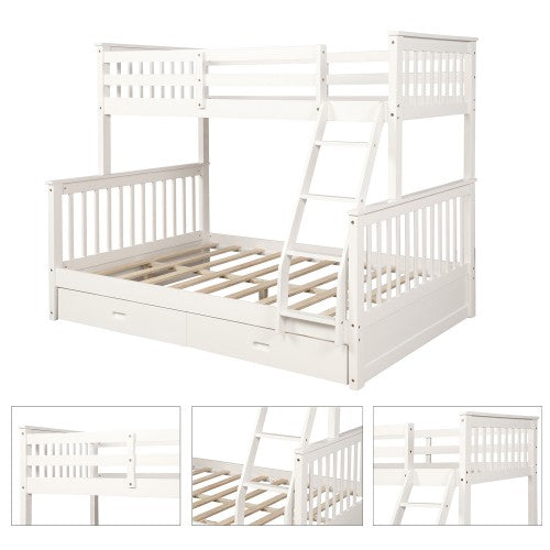 Gyrohomestore Twin-Over-Full Bunk Bed with Ladders For Bed Room