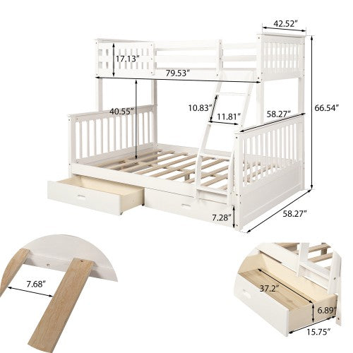 Gyrohomestore Twin-Over-Full Bunk Bed with Ladders For Bed Room