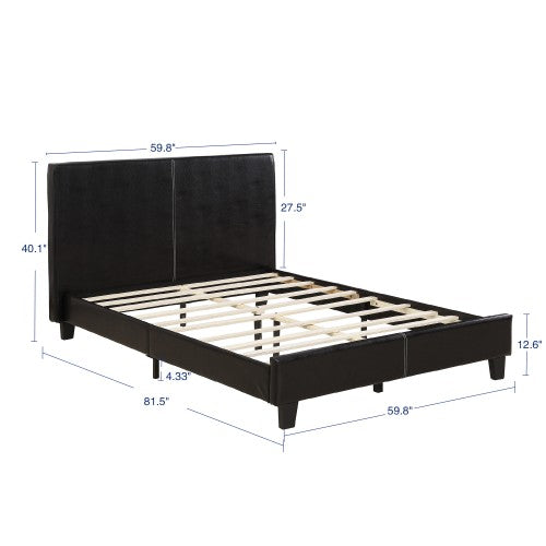 Gyrohomestore Upholstery Twin Platform Bed with Faux-Leather