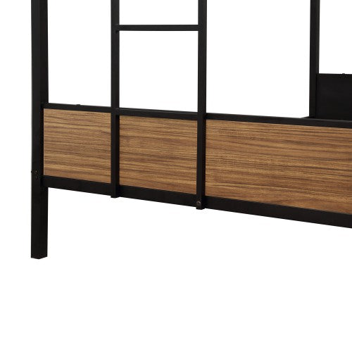 Gyrohomestore Modern Steel Frame Bunk Bed with Safety Rail