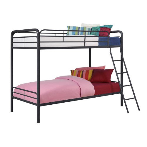 Gyrohomestore Twin-Over-Twin Metal Bunk Bed with Ladder