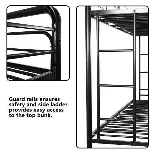 Gyrohomestore Twin-Over-Twin Metal Bunk Bed with Ladder