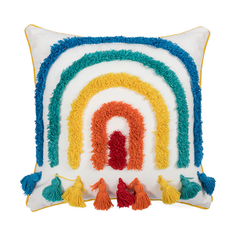 Cotton Canvas Pillow Covers with rainbow element