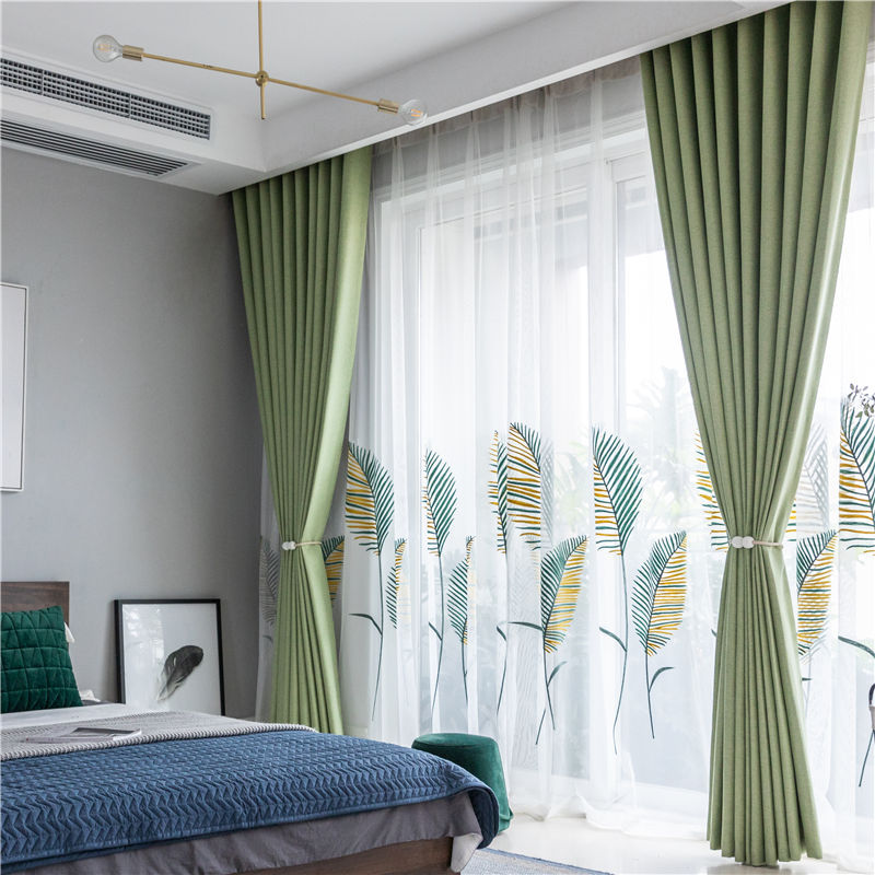 Sheer Voile Curtains with Big Reed Pattern Embroidery