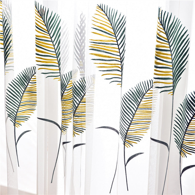 Sheer Voile Curtains with Big Reed Pattern Embroidery