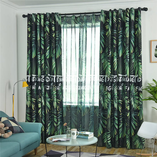Gyrohomestore Rainforest Print Cotton Twill Room Darkening Window Drapes