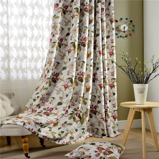 Gyrohomestore Luxury Floral Printed Room Darkening Window Drape