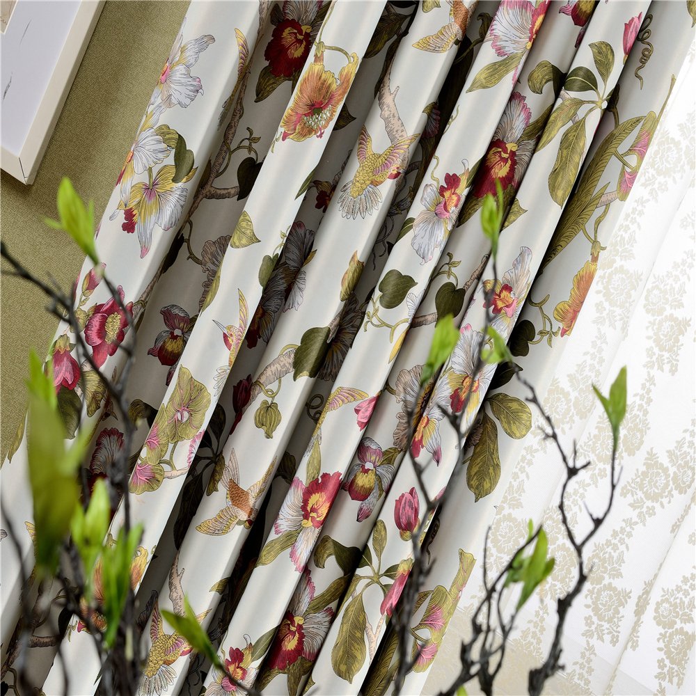 Gyrohomestore Luxury Floral Printed Room Darkening Window Drape