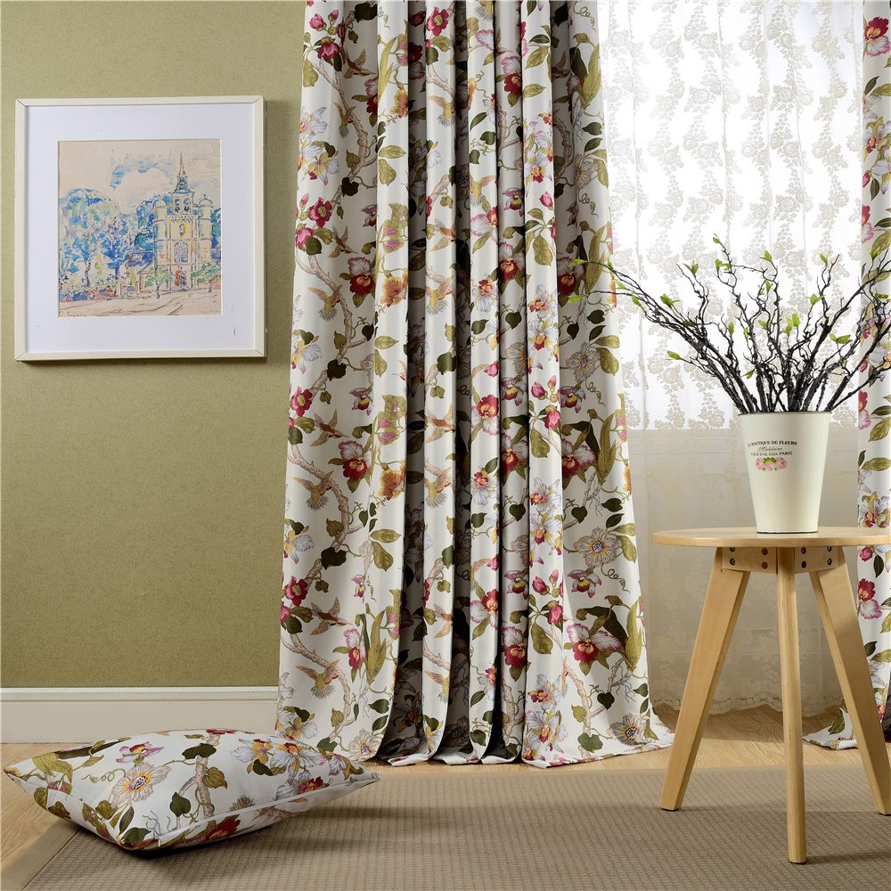 Gyrohomestore Luxury Floral Printed Room Darkening Window Drape