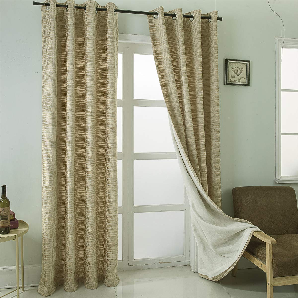 Gyrohomestore Gold Horizontal Stripes Eclipse Blackout Curtains
