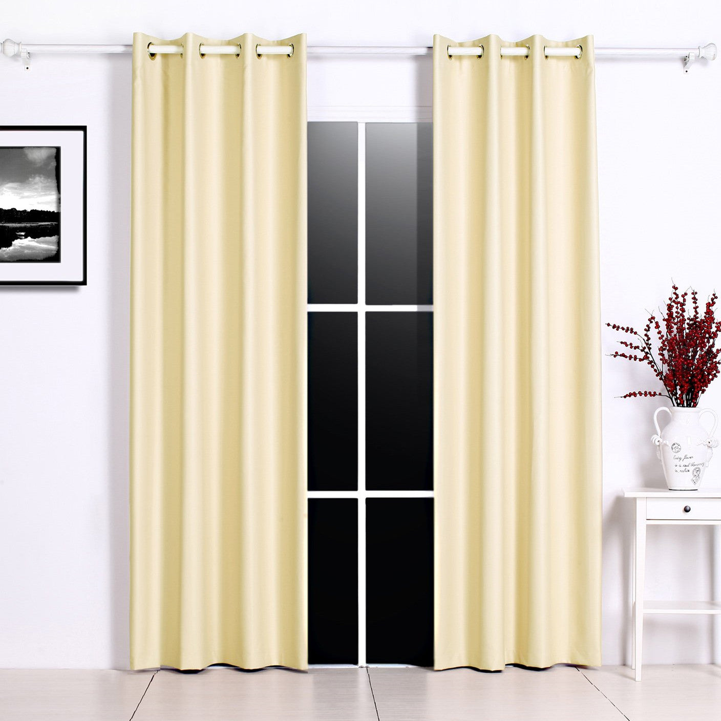 Gyrohomestore Modern Solid Grommet Thermal Blue Blackout Curtains