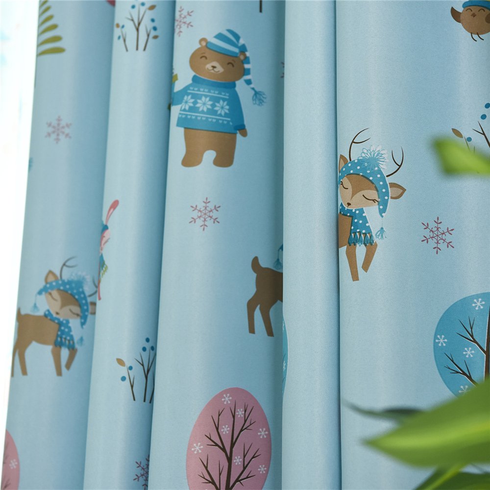 Gyrohomestore Cartoon Christmas Style Window Drapes Kids Blackout Curtains