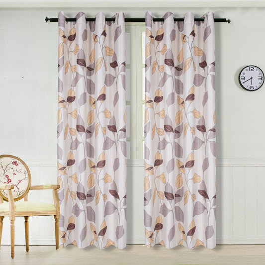 Gyrohomestore Leaves Print Thermal Insulated Room Darkening Blackout Curtain Lining