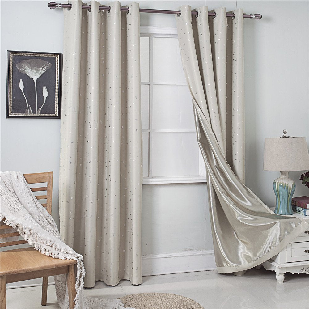 Gyrohomestore Twinkle Stars Washable Drape Noise Reducing Eclipse Blackout Curtains