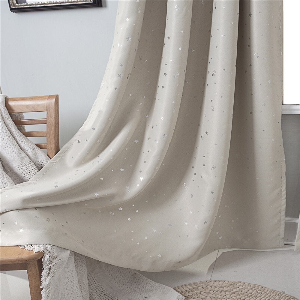 Gyrohomestore Twinkle Stars Washable Drape Noise Reducing Eclipse Blackout Curtains