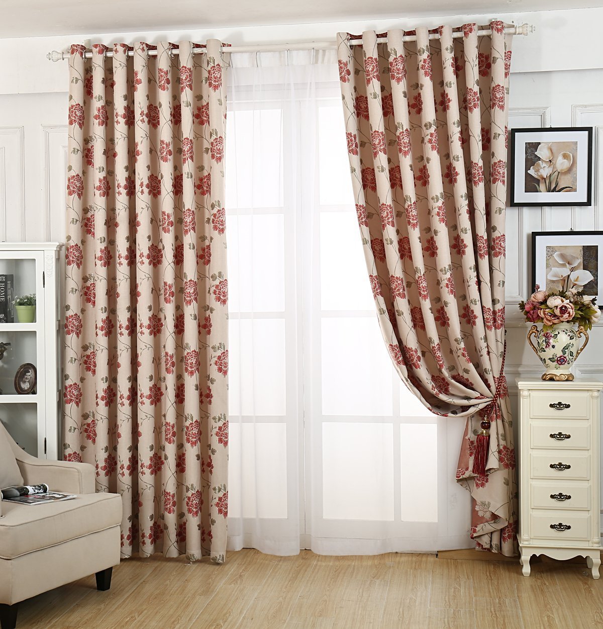 Gyrohomestore Farmhouse Big Flowers Cheap Blackout Curtains