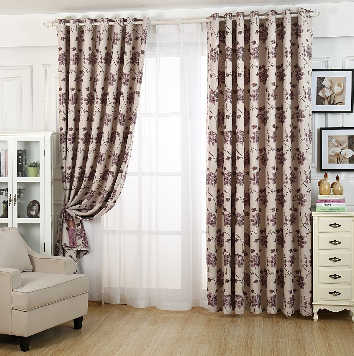 Gyrohomestore Farmhouse Big Flowers Cheap Blackout Curtains