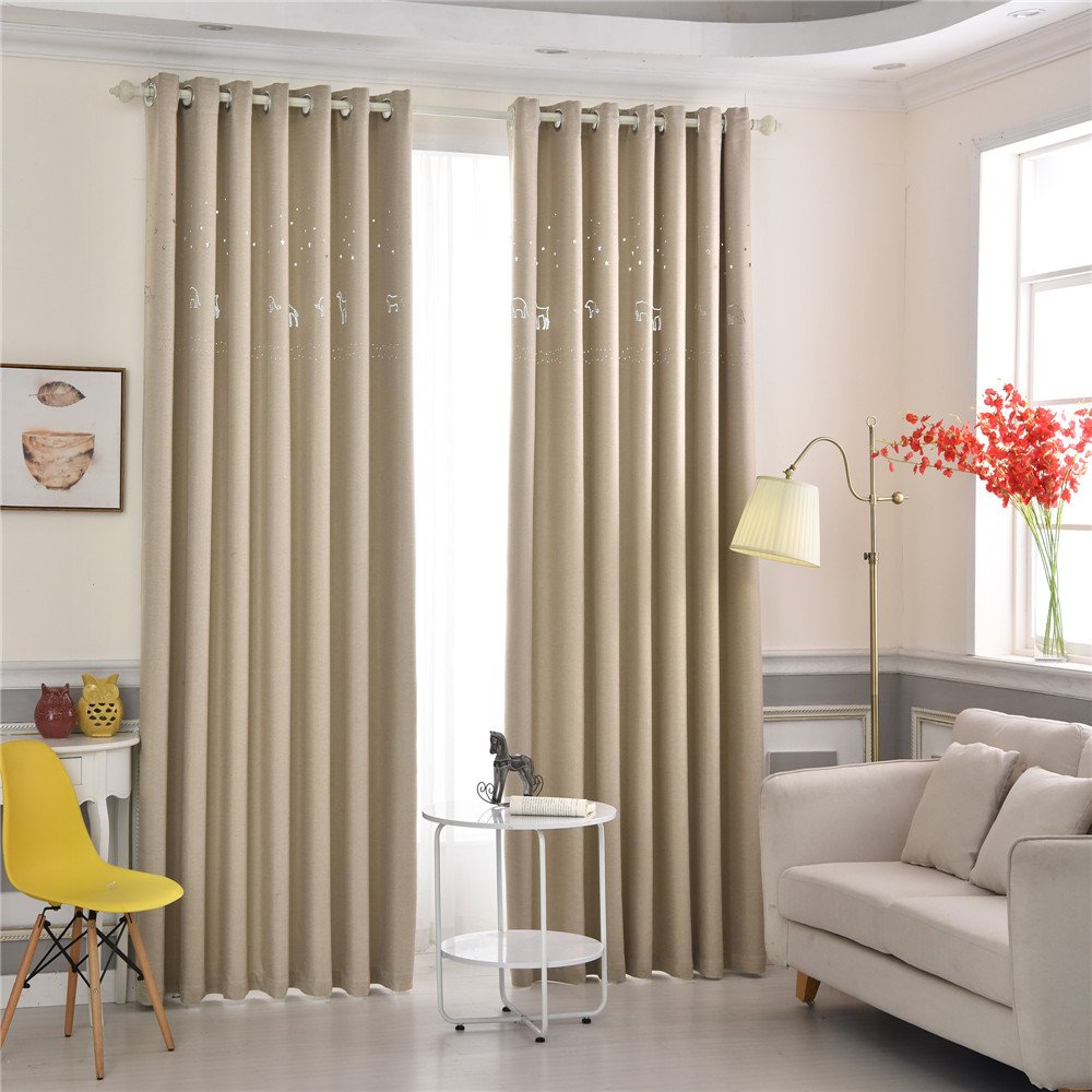 Gyrohomestore Navy Blue Star Hollow Cartoon Energy Saving Drape Thermal Blackout Curtains
