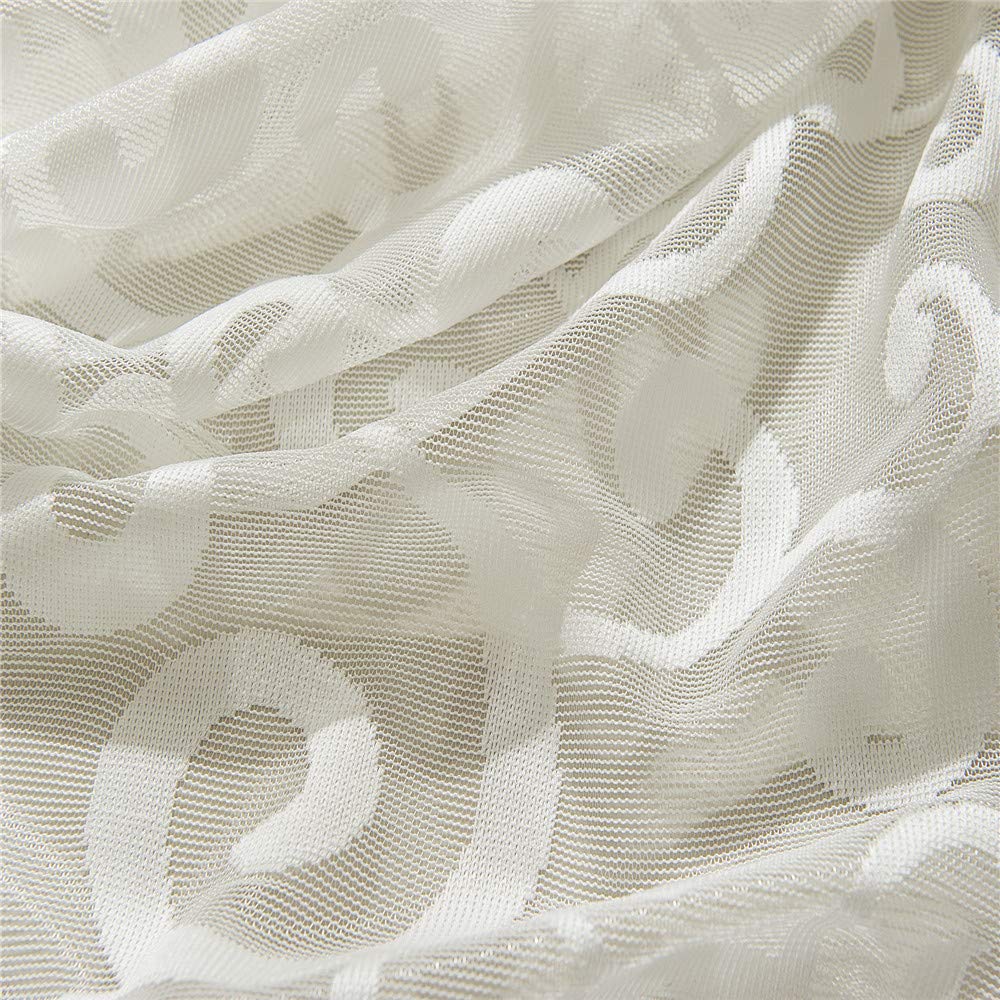 Gyrohomestore Floral Leaf Sheer Farmhouse Style Voile Grommet Curtains