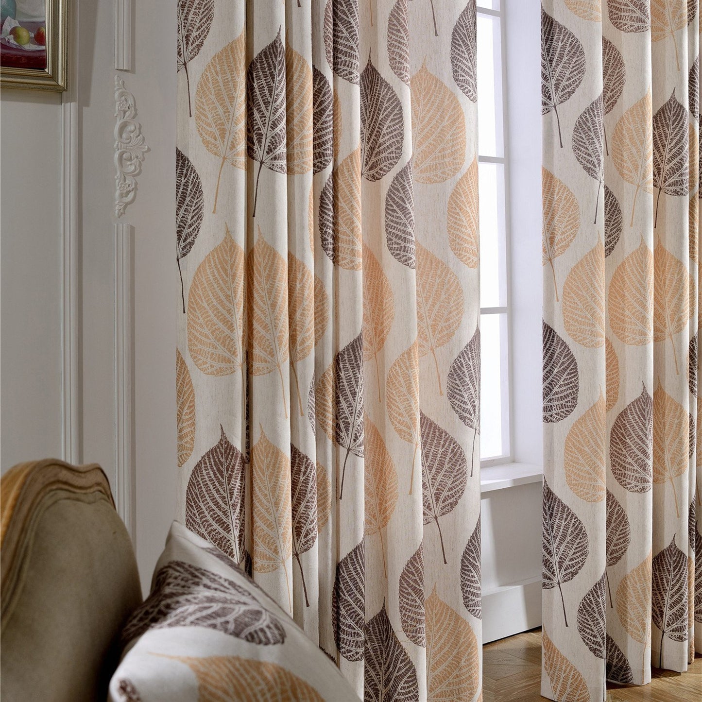 Gyrohomestore Autumn Natural Trees Embroidered Room Darkening Window Draps