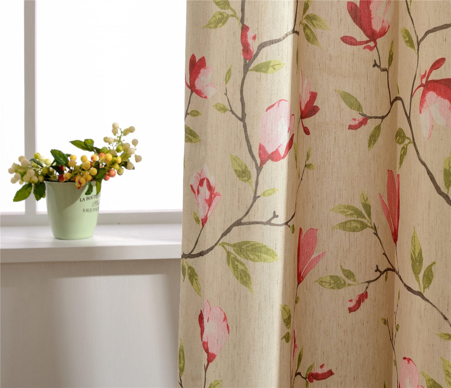 Gyrohomestore Pink Flowers Floral Room darkening Window Treatments
