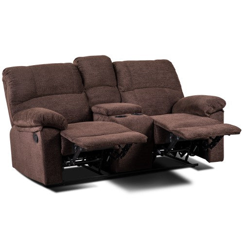Gyrohomestore Modern Luxurious Chenille Recliner Cocoa Love Sofa with Console